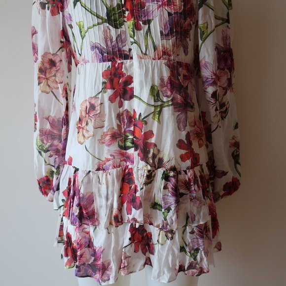 INTERMIX FLORAL RUFFLED OFF-THE-SHOULDER DRESS S* - Picture 6 of 8